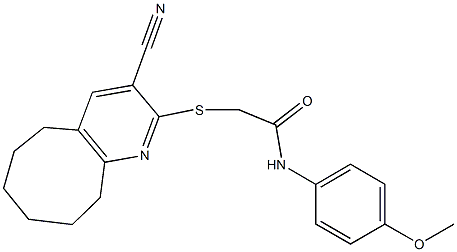 2-[(3-cyano-5,6,7,8,9,10-hexahydrocycloocta[b]pyridin-2-yl)sulfanyl]-N-(4-methoxyphenyl)acetamide Structure