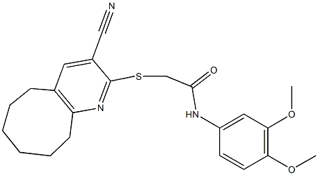 2-[(3-cyano-5,6,7,8,9,10-hexahydrocycloocta[b]pyridin-2-yl)sulfanyl]-N-(3,4-dimethoxyphenyl)acetamide Structure