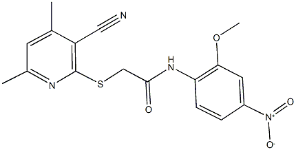 2-[(3-cyano-4,6-dimethyl-2-pyridinyl)sulfanyl]-N-{4-nitro-2-methoxyphenyl}acetamide Structure