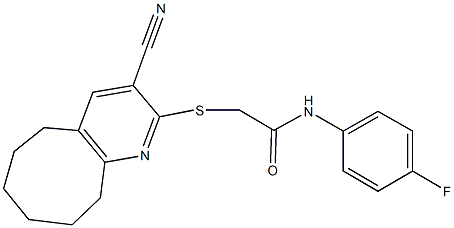 2-[(3-cyano-5,6,7,8,9,10-hexahydrocycloocta[b]pyridin-2-yl)sulfanyl]-N-(4-fluorophenyl)acetamide|