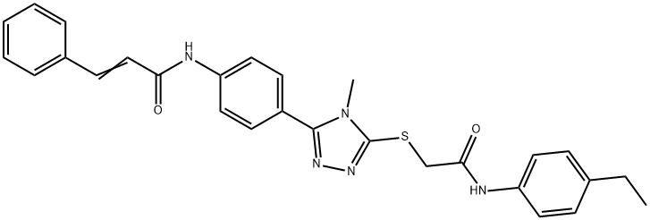 N-[4-(5-{[2-(4-ethylanilino)-2-oxoethyl]sulfanyl}-4-methyl-4H-1,2,4-triazol-3-yl)phenyl]-3-phenylacrylamide Struktur