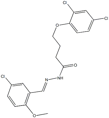 N'-(5-chloro-2-methoxybenzylidene)-4-(2,4-dichlorophenoxy)butanohydrazide 化学構造式