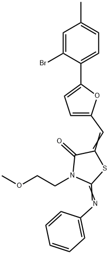 5-{[5-(2-bromo-4-methylphenyl)-2-furyl]methylene}-3-(2-methoxyethyl)-2-(phenylimino)-1,3-thiazolidin-4-one|