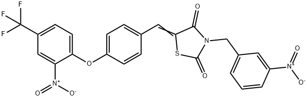 3-{3-nitrobenzyl}-5-{4-[2-nitro-4-(trifluoromethyl)phenoxy]benzylidene}-1,3-thiazolidine-2,4-dione Structure