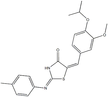 5-(4-isopropoxy-3-methoxybenzylidene)-2-[(4-methylphenyl)imino]-1,3-thiazolidin-4-one,444181-81-1,结构式