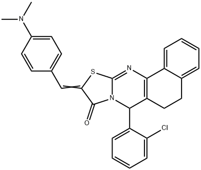 7-(2-chlorophenyl)-10-[4-(dimethylamino)benzylidene]-5,7-dihydro-6H-benzo[h][1,3]thiazolo[2,3-b]quinazolin-9(10H)-one Structure