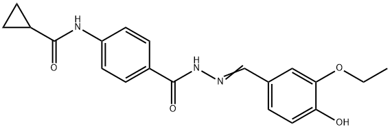 N-(4-{[2-(3-ethoxy-4-hydroxybenzylidene)hydrazino]carbonyl}phenyl)cyclopropanecarboxamide 结构式