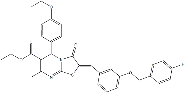 ethyl 5-(4-ethoxyphenyl)-2-{3-[(4-fluorobenzyl)oxy]benzylidene}-7-methyl-3-oxo-2,3-dihydro-5H-[1,3]thiazolo[3,2-a]pyrimidine-6-carboxylate Structure