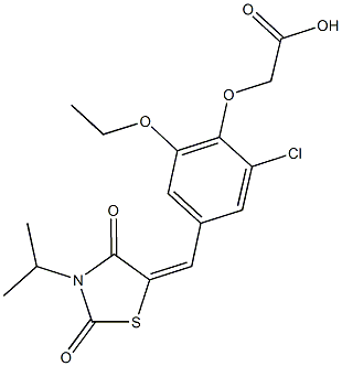 {2-chloro-6-ethoxy-4-[(3-isopropyl-2,4-dioxo-1,3-thiazolidin-5-ylidene)methyl]phenoxy}acetic acid|