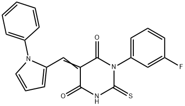 1-(3-fluorophenyl)-5-[(1-phenyl-1H-pyrrol-2-yl)methylene]-2-thioxodihydro-4,6(1H,5H)-pyrimidinedione Structure