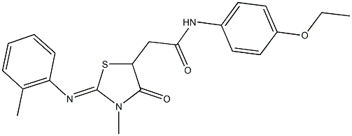 N-(4-ethoxyphenyl)-2-{3-methyl-2-[(2-methylphenyl)imino]-4-oxo-1,3-thiazolidin-5-yl}acetamide Structure