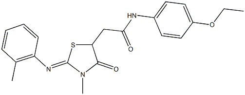 N-(4-ethoxyphenyl)-2-{3-methyl-2-[(2-methylphenyl)imino]-4-oxo-1,3-thiazolidin-5-yl}acetamide 结构式