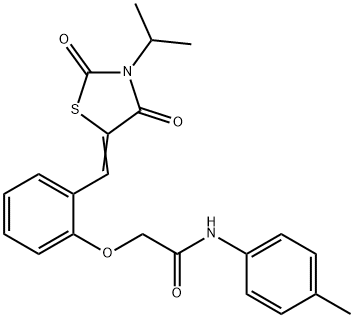 2-{2-[(3-isopropyl-2,4-dioxo-1,3-thiazolidin-5-ylidene)methyl]phenoxy}-N-(4-methylphenyl)acetamide Structure