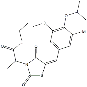 ethyl 2-[5-(3-bromo-4-isopropoxy-5-methoxybenzylidene)-2,4-dioxo-1,3-thiazolidin-3-yl]propanoate,444560-68-3,结构式