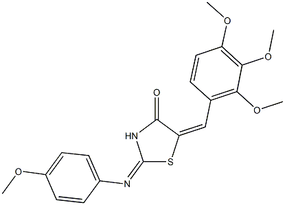 2-[(4-methoxyphenyl)imino]-5-(2,3,4-trimethoxybenzylidene)-1,3-thiazolidin-4-one,444563-31-9,结构式