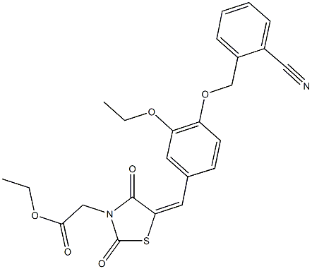 ethyl (5-{4-[(2-cyanobenzyl)oxy]-3-ethoxybenzylidene}-2,4-dioxo-1,3-thiazolidin-3-yl)acetate Structure