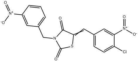5-{4-chloro-3-nitrobenzylidene}-3-{3-nitrobenzyl}-1,3-thiazolidine-2,4-dione 结构式