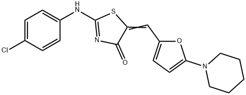 444597-05-1 2-[(4-chlorophenyl)imino]-5-{[5-(1-piperidinyl)-2-furyl]methylene}-1,3-thiazolidin-4-one