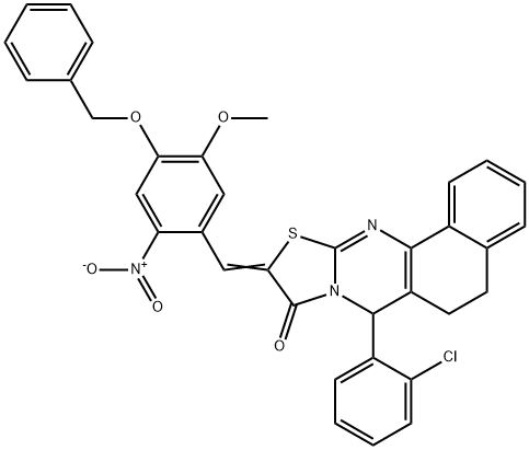 10-{4-(benzyloxy)-2-nitro-5-methoxybenzylidene}-7-(2-chlorophenyl)-5,7-dihydro-6H-benzo[h][1,3]thiazolo[2,3-b]quinazolin-9(10H)-one Structure