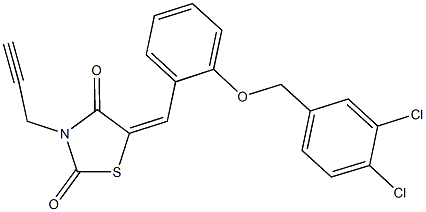 5-{2-[(3,4-dichlorobenzyl)oxy]benzylidene}-3-(2-propynyl)-1,3-thiazolidine-2,4-dione Struktur