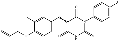 5-[4-(allyloxy)-3-iodobenzylidene]-1-(4-fluorophenyl)-2-thioxodihydro-4,6(1H,5H)-pyrimidinedione Struktur