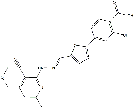 2-chloro-4-(5-{2-[3-cyano-4-(methoxymethyl)-6-methyl-2-pyridinyl]carbohydrazonoyl}-2-furyl)benzoic acid Structure