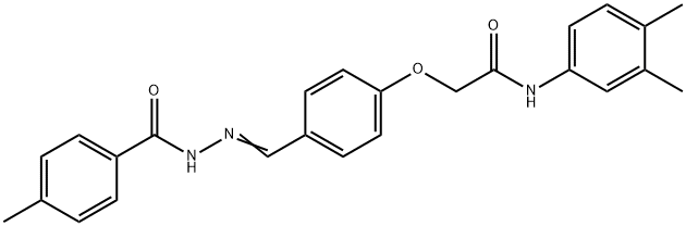 N-(3,4-dimethylphenyl)-2-{4-[2-(4-methylbenzoyl)carbohydrazonoyl]phenoxy}acetamide 化学構造式