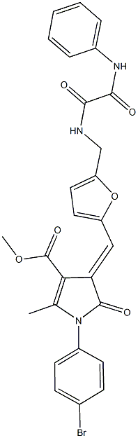 methyl 4-{[5-({[anilino(oxo)acetyl]amino}methyl)-2-furyl]methylene}-1-(4-bromophenyl)-2-methyl-5-oxo-4,5-dihydro-1H-pyrrole-3-carboxylate,444672-90-6,结构式