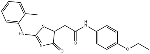 N-(4-ethoxyphenyl)-2-{2-[(2-methylphenyl)imino]-4-oxo-1,3-thiazolidin-5-yl}acetamide Structure