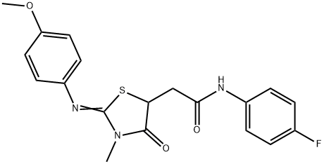 N-(4-fluorophenyl)-2-{2-[(4-methoxyphenyl)imino]-3-methyl-4-oxo-1,3-thiazolidin-5-yl}acetamide Structure