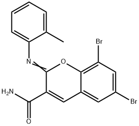 6,8-dibromo-2-[(2-methylphenyl)imino]-2H-chromene-3-carboxamide,444767-54-8,结构式