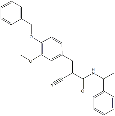 3-[4-(benzyloxy)-3-methoxyphenyl]-2-cyano-N-(1-phenylethyl)acrylamide Struktur