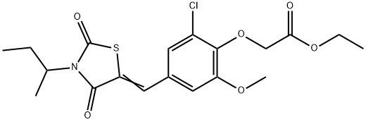 ethyl {4-[(3-sec-butyl-2,4-dioxo-1,3-thiazolidin-5-ylidene)methyl]-2-chloro-6-methoxyphenoxy}acetate Struktur