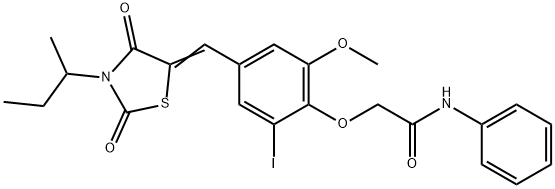 2-{4-[(3-sec-butyl-2,4-dioxo-1,3-thiazolidin-5-ylidene)methyl]-2-iodo-6-methoxyphenoxy}-N-phenylacetamide Structure