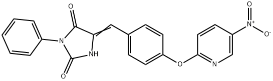 5-[4-({5-nitro-2-pyridinyl}oxy)benzylidene]-3-phenyl-2,4-imidazolidinedione Struktur