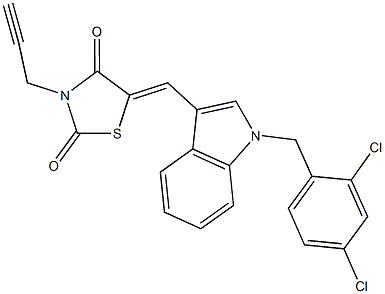 5-{[1-(2,4-dichlorobenzyl)-1H-indol-3-yl]methylene}-3-(2-propynyl)-1,3-thiazolidine-2,4-dione Struktur