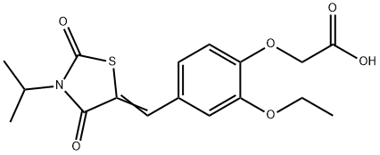 {2-ethoxy-4-[(3-isopropyl-2,4-dioxo-1,3-thiazolidin-5-ylidene)methyl]phenoxy}acetic acid Structure