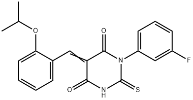 1-(3-fluorophenyl)-5-(2-isopropoxybenzylidene)-2-thioxodihydropyrimidine-4,6(1H,5H)-dione 结构式