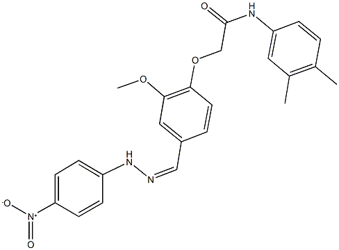 N-(3,4-dimethylphenyl)-2-[4-(2-{4-nitrophenyl}carbohydrazonoyl)-2-methoxyphenoxy]acetamide Struktur