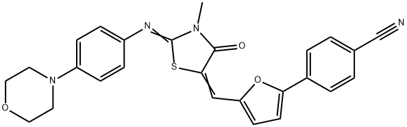 4-[5-({3-methyl-2-[(4-morpholin-4-ylphenyl)imino]-4-oxo-1,3-thiazolidin-5-ylidene}methyl)-2-furyl]benzonitrile Structure