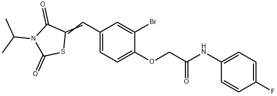 2-{2-bromo-4-[(3-isopropyl-2,4-dioxo-1,3-thiazolidin-5-ylidene)methyl]phenoxy}-N-(4-fluorophenyl)acetamide,444789-57-5,结构式