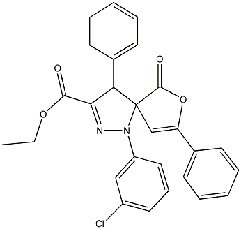 ethyl 1-(3-chlorophenyl)-6-oxo-4,8-diphenyl-7-oxa-1,2-diazaspiro[4.4]nona-2,8-diene-3-carboxylate Struktur