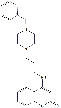 4-{[3-(4-benzyl-1-piperazinyl)propyl]amino}-2H-chromen-2-one Struktur