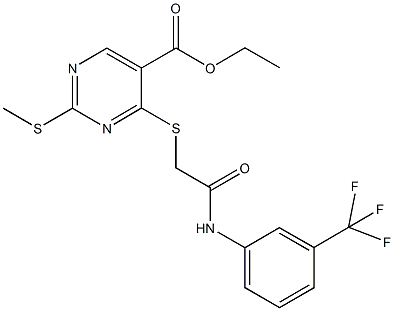 ethyl 2-(methylsulfanyl)-4-({2-oxo-2-[3-(trifluoromethyl)anilino]ethyl}sulfanyl)-5-pyrimidinecarboxylate Struktur