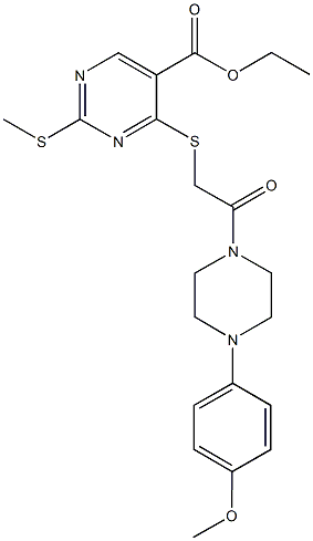 ethyl 4-({2-[4-(4-methoxyphenyl)-1-piperazinyl]-2-oxoethyl}sulfanyl)-2-(methylsulfanyl)-5-pyrimidinecarboxylate|