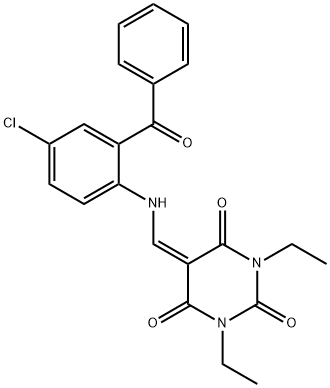 5-[(2-benzoyl-4-chloroanilino)methylene]-1,3-diethyl-2,4,6(1H,3H,5H)-pyrimidinetrione,444793-16-2,结构式