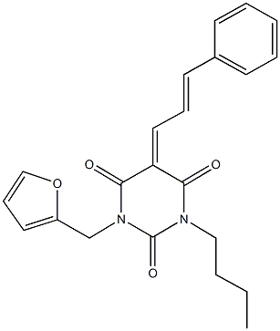 1-butyl-3-(2-furylmethyl)-5-(3-phenyl-2-propenylidene)-2,4,6(1H,3H,5H)-pyrimidinetrione,444793-20-8,结构式