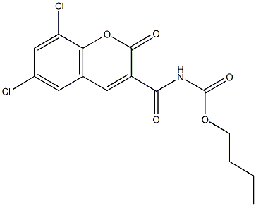 butyl (6,8-dichloro-2-oxo-2H-chromen-3-yl)carbonylcarbamate Struktur