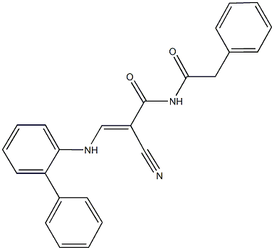 3-([1,1'-biphenyl]-2-ylamino)-2-cyano-N-(phenylacetyl)acrylamide Structure