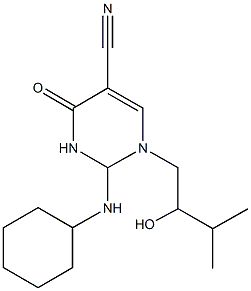 2-(cyclohexylamino)-1-(2-hydroxy-3-methylbutyl)-4-oxo-1,2,3,4-tetrahydropyrimidine-5-carbonitrile 化学構造式